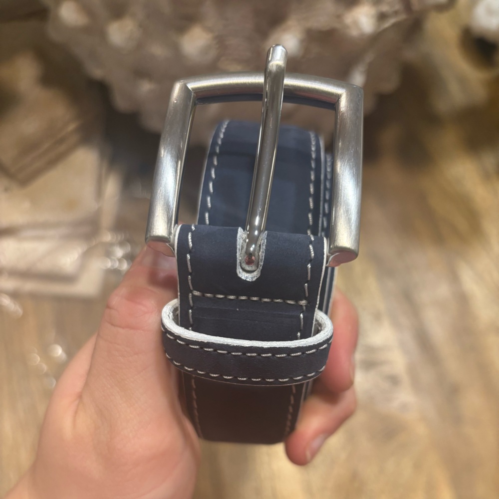 Remo Tulliani Navy Blue Belt with Silver Buckle size 38
